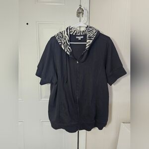 Essentials Black Hoodie with Zebra Print Hood